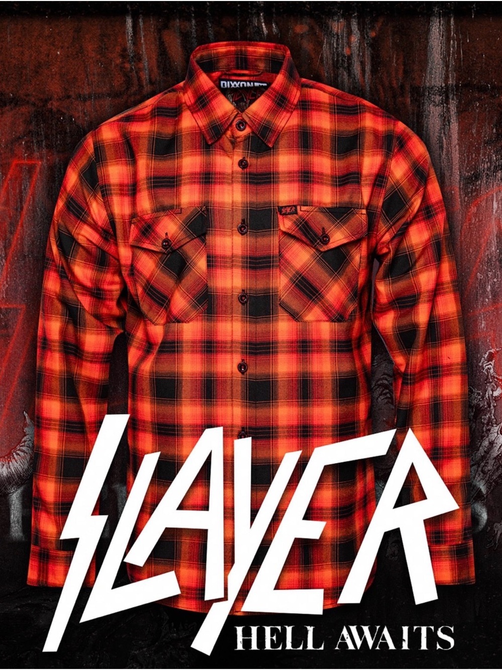 DIXXON SLAYER Red and Black Plaid Button-Down Shirt